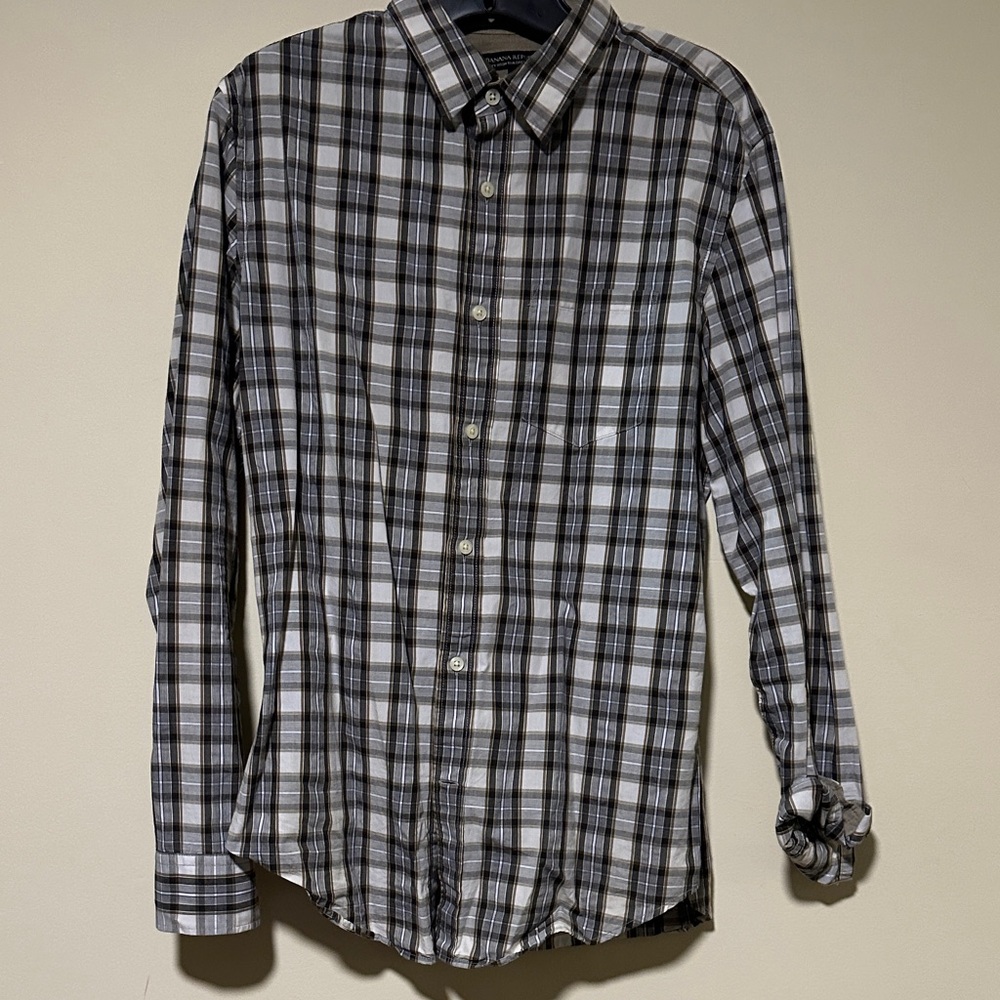 Banana Republic Blue/Brown and White Plaid Shirt
